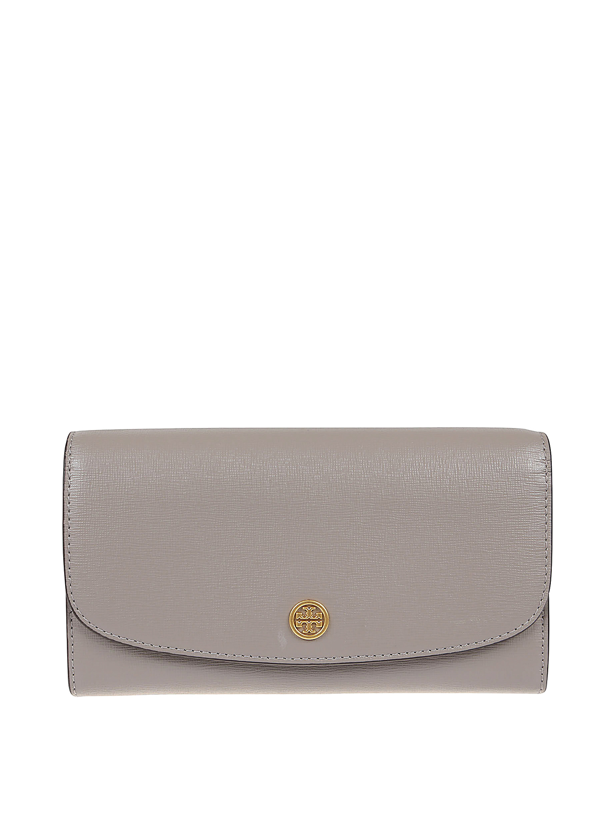 Shop Tory Burch Robinson Chain Wallet In Gris