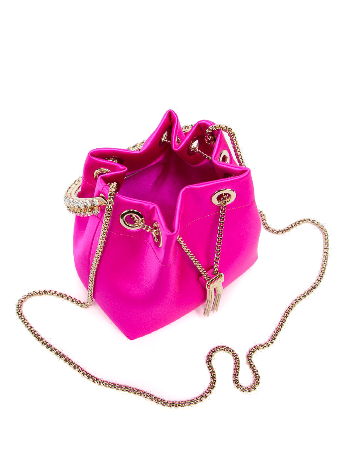 バックパック・リュック Jimmy Choo BON BON HBH Bucket Bags & Backpacks in satin Bon Bon | Black Satin Bucket Bag with Metal Flowers | JIMMY CHOO