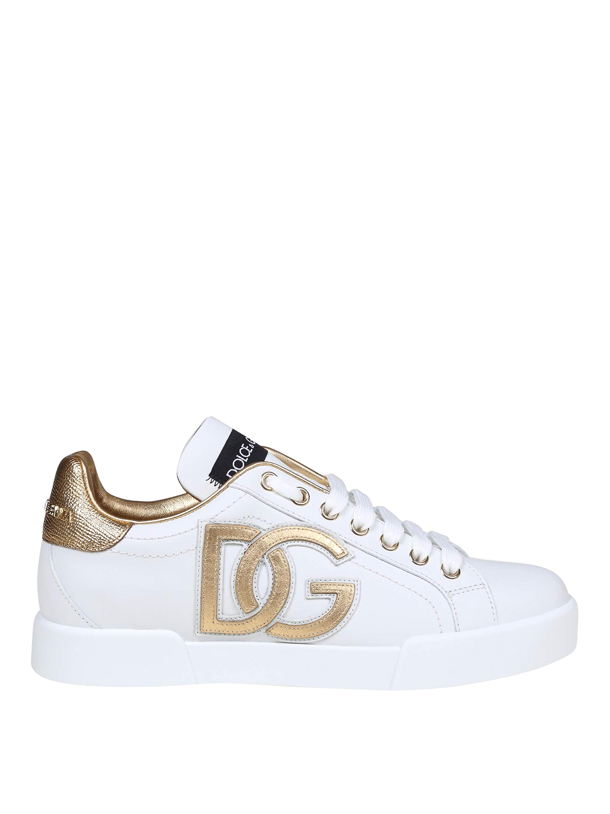 Shop Dolce & Gabbana Portofino Sneakers In White Leather In Blanco