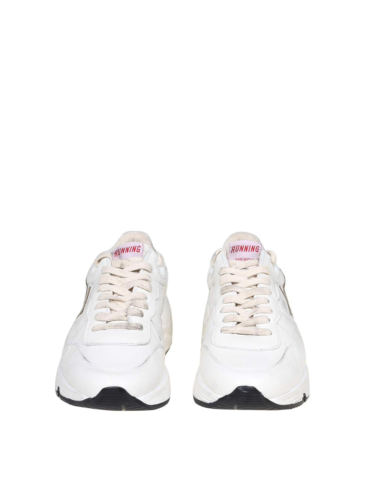 Shop Golden Goose Running Sole Sneakers In White Leather
