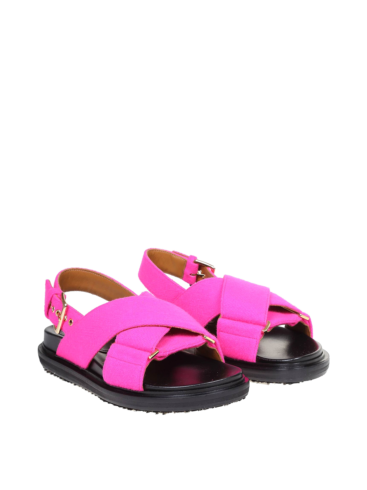 Shop Marni Fussbett Sandal In Lipstick-colored Leather In Red