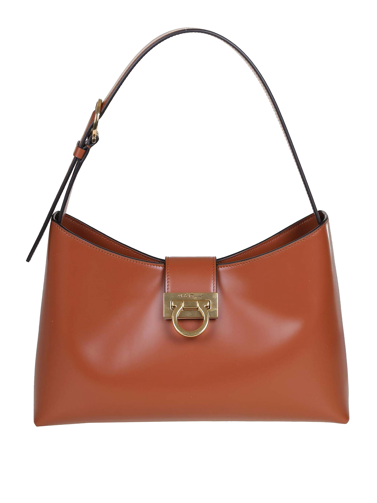 Ferragamo Trifolio S shoulder bag in tan leather - Brown|210926