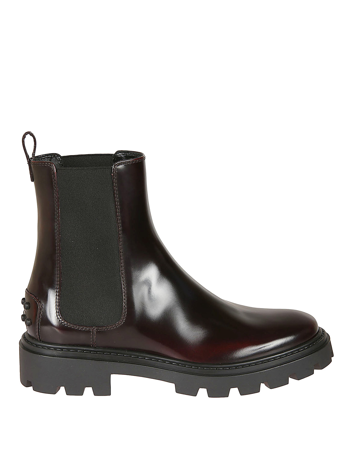 Tod's Leather Ankle Boots In Burgundy