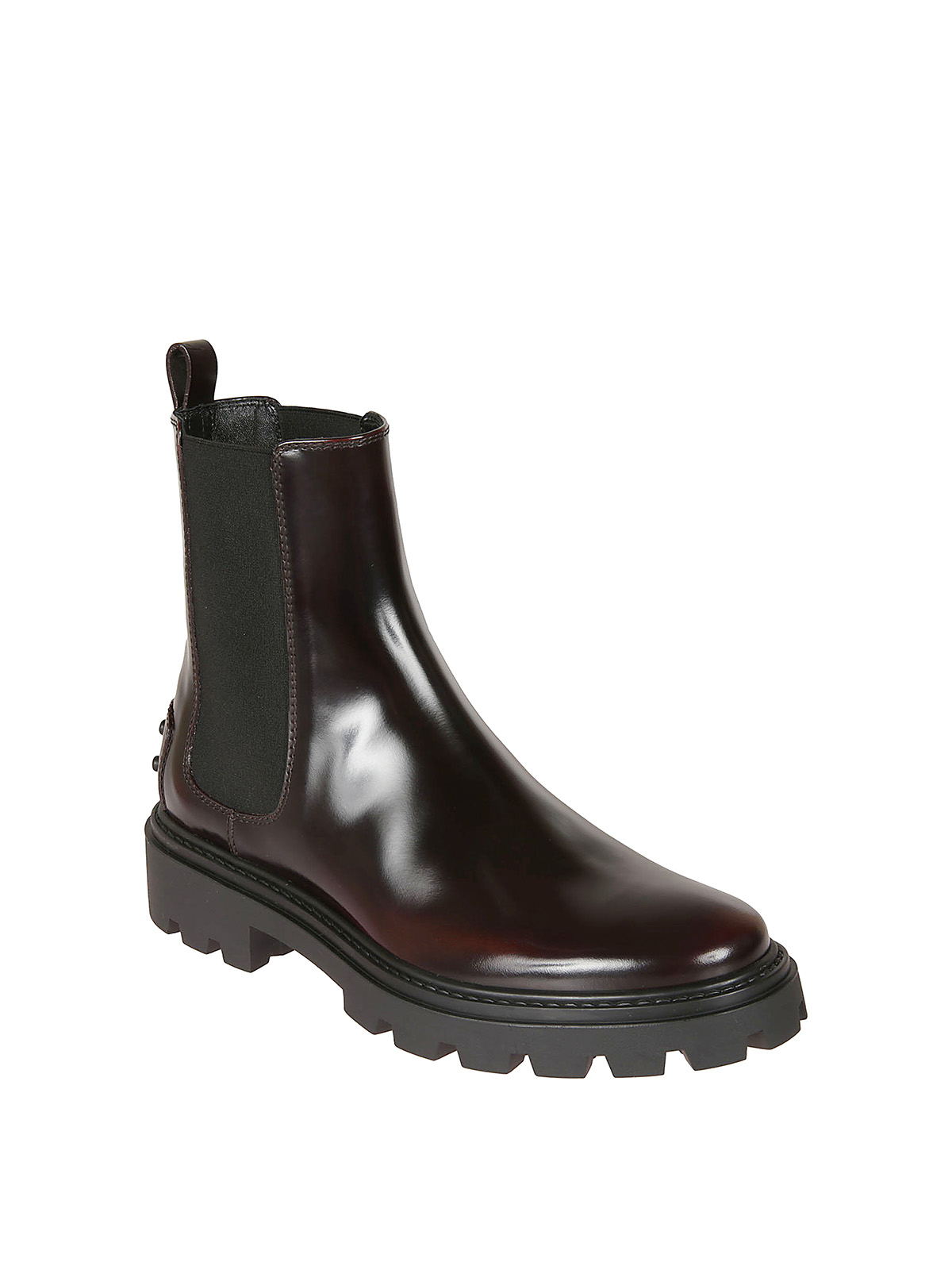 Shop Tod's Leather Ankle Boots In Burgundy