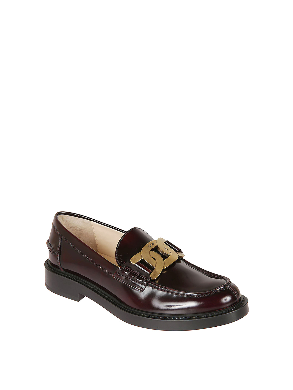 Shop Tod's Chain Loafers In Burdeos
