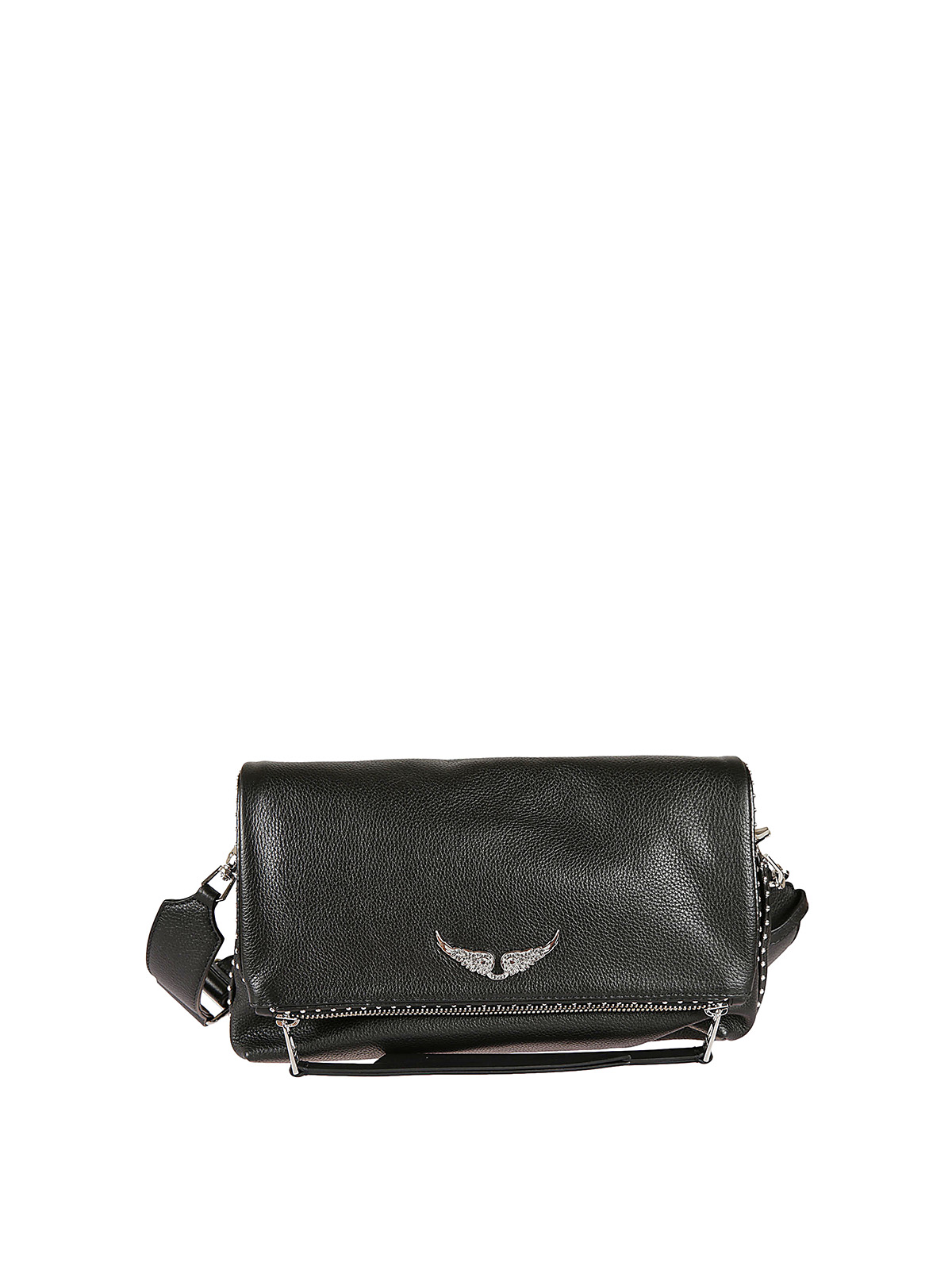 Zadig & Voltaire Rocky Swing Your Wings Leather Clutch Bag In Negro