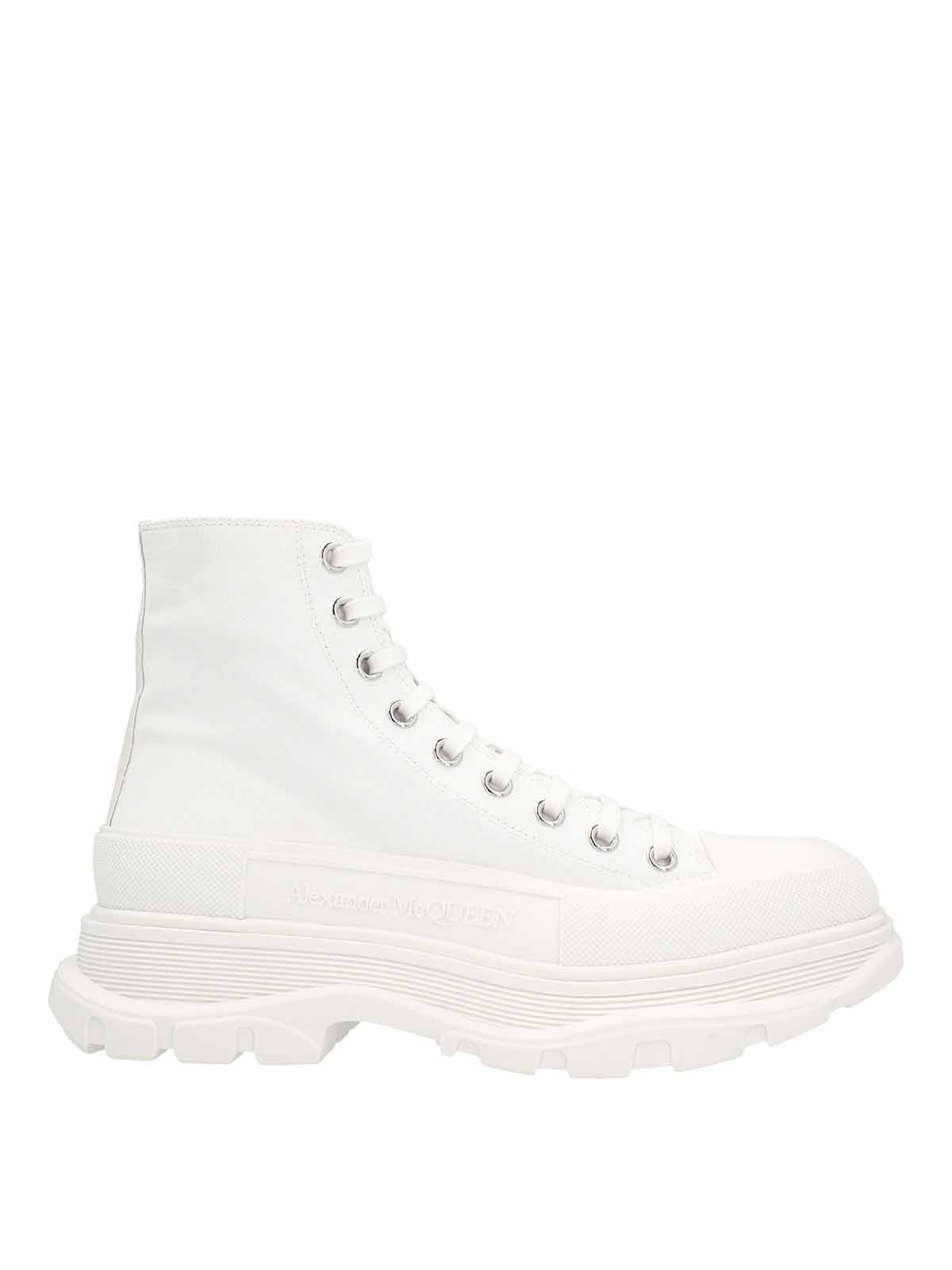 Alexander Mcqueen Cotton Ankle Boot In White