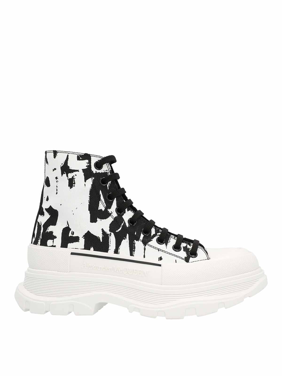 Alexander Mcqueen Graffiti Ankle Boots In White