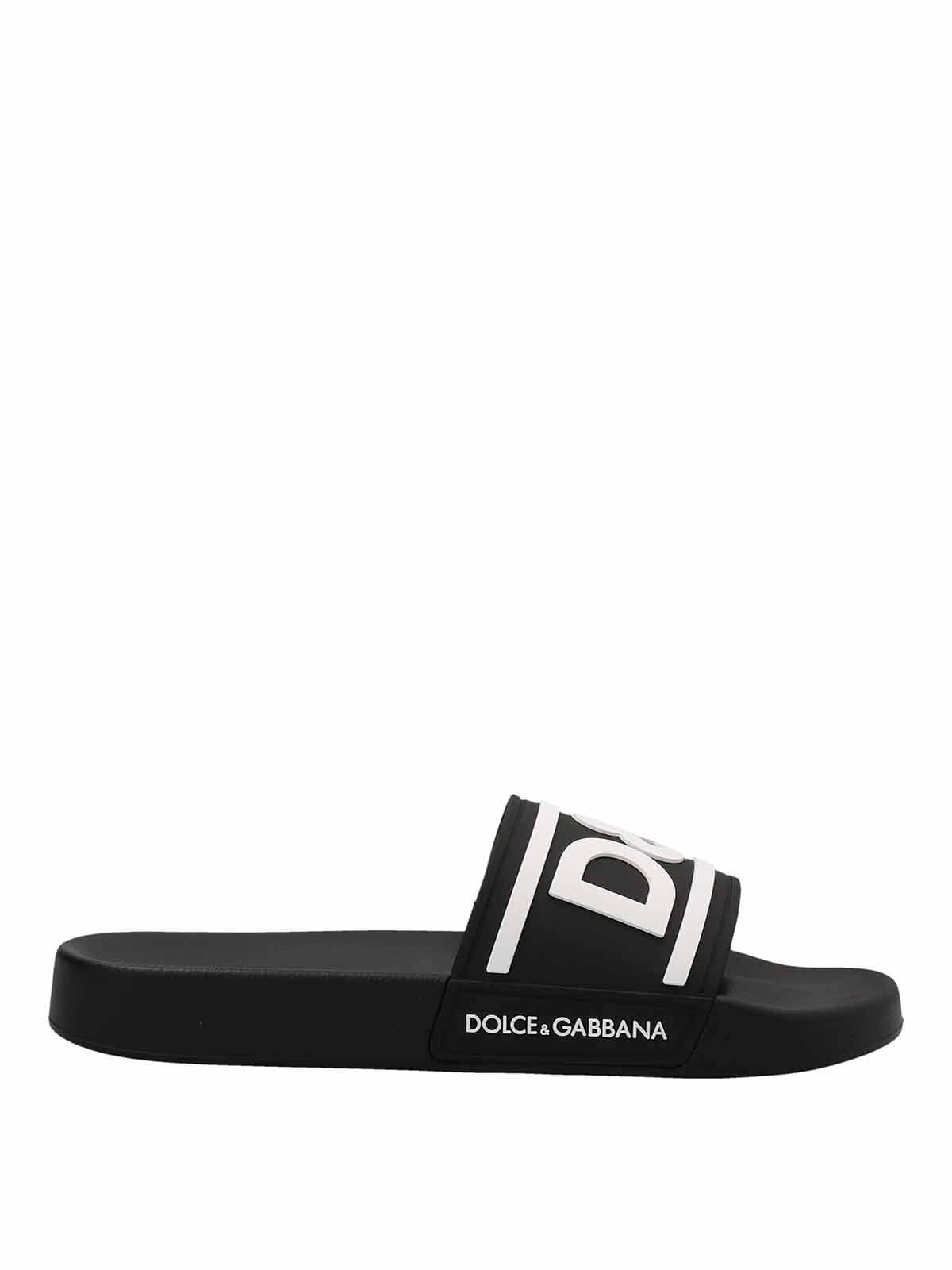 Shop Dolce & Gabbana Logo Slides In Negro