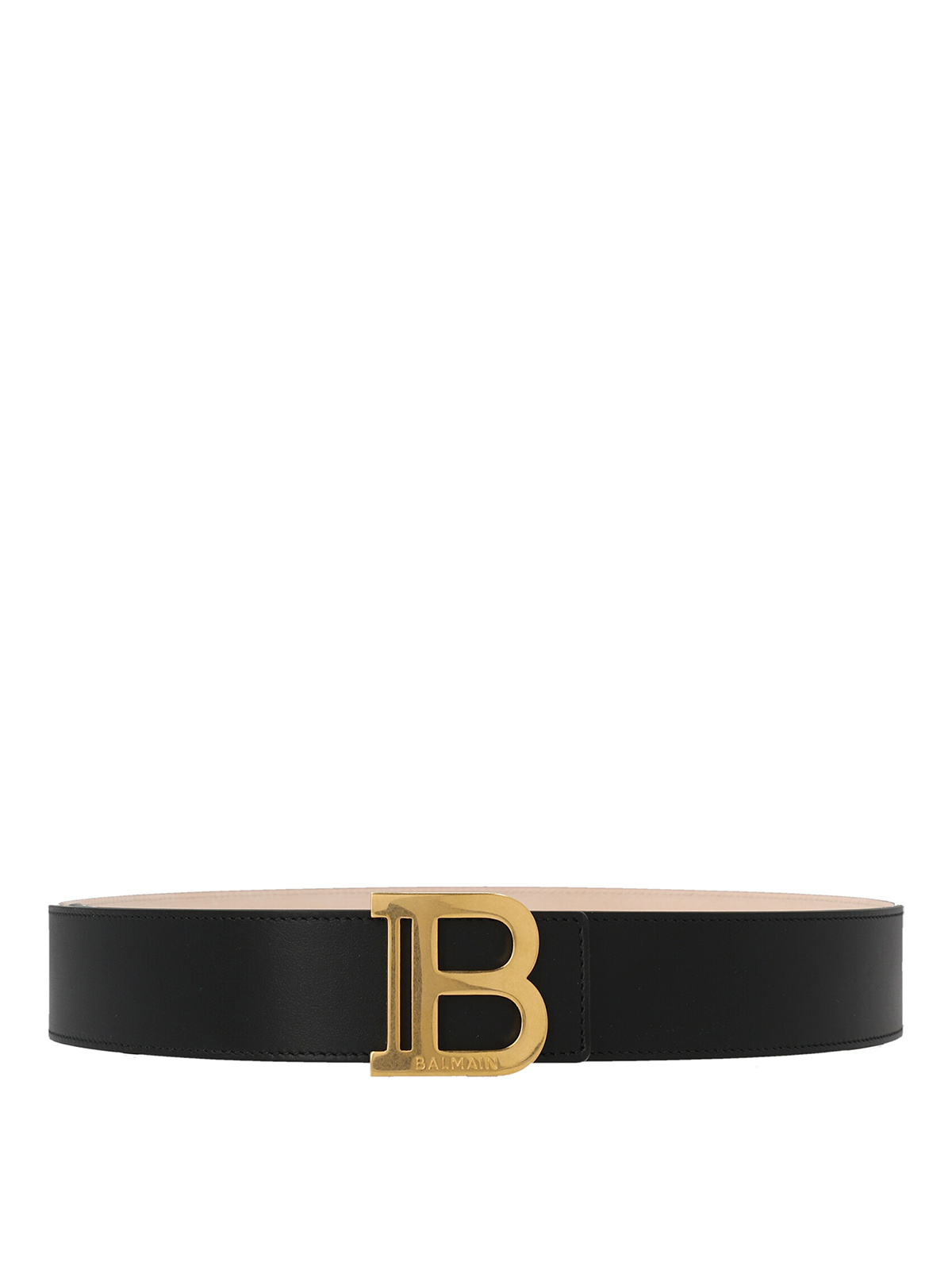 Balmain Logo Leather Belt In Negro