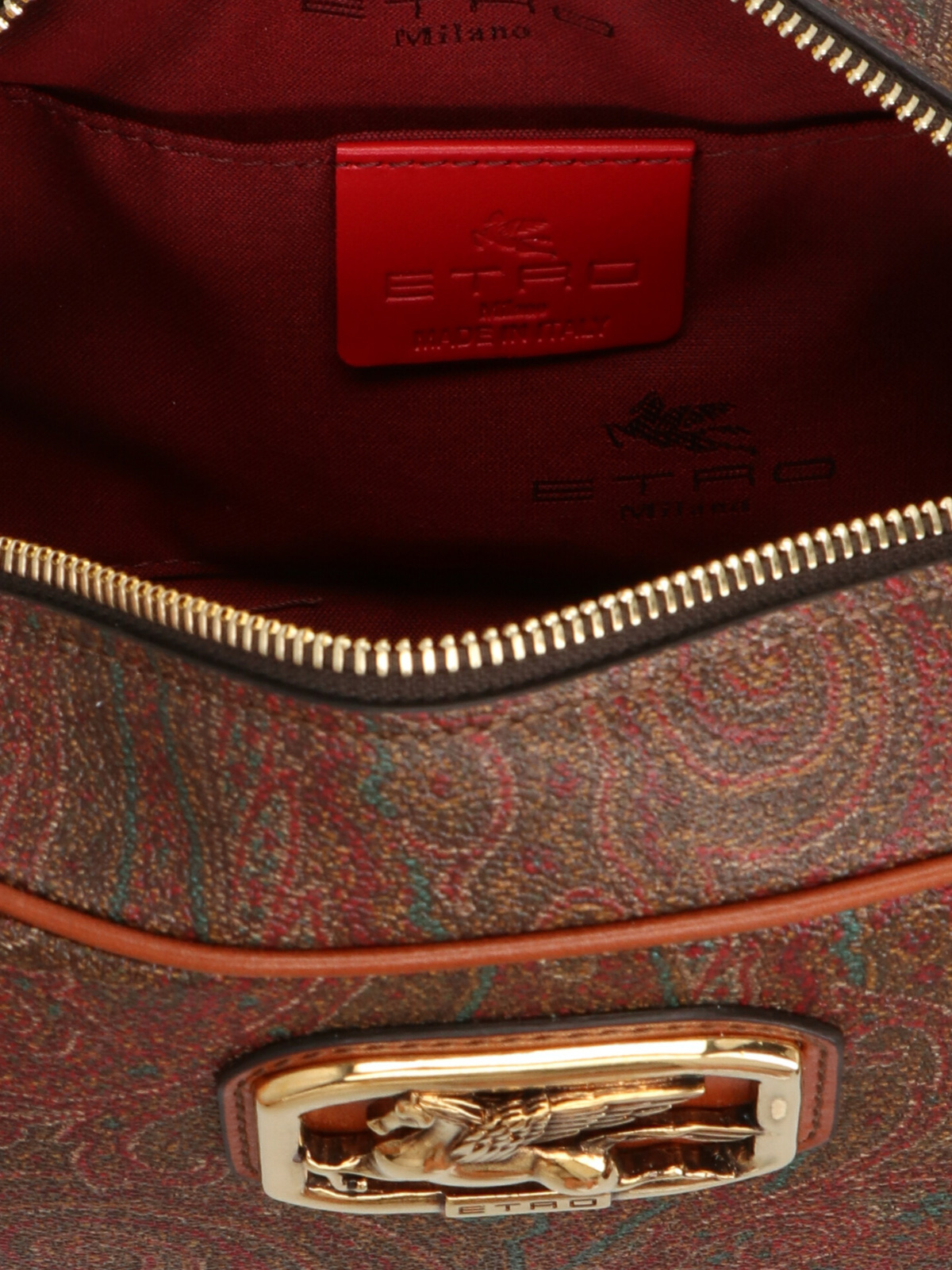 ETRO Pegaso Paisley Shoulder Bag Red,Brown