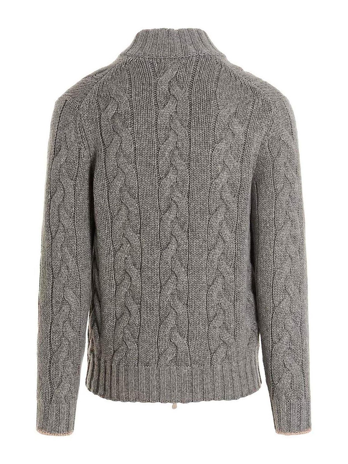 Brunello Cucinelli Cable knit zip cardigan - Grey|MA237506CXO02