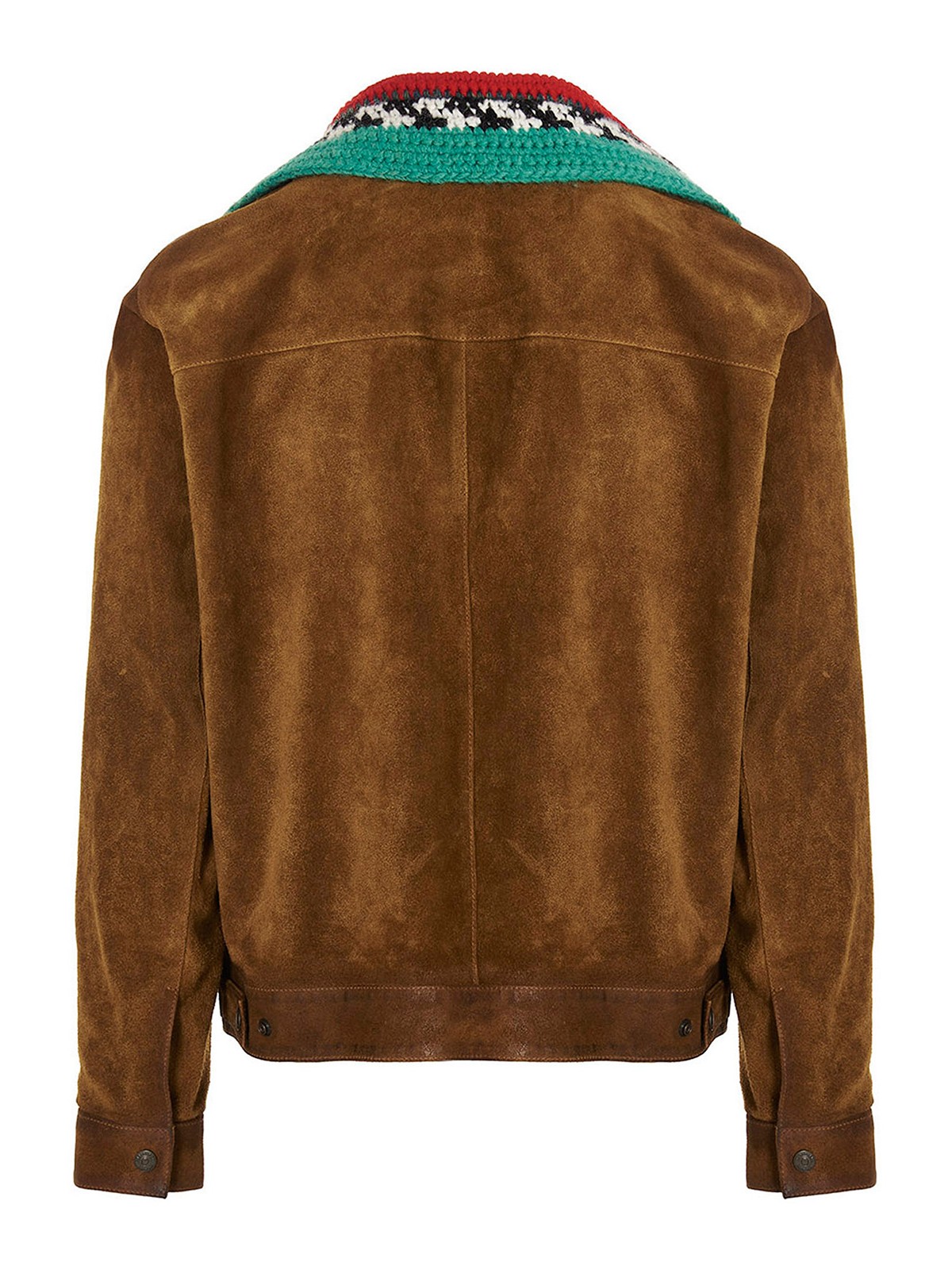 Shop Dsquared2 Knit Collar Suede Jacket In Marrón