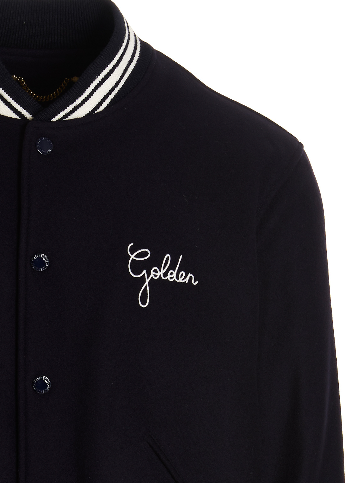 Shop Golden Goose Logo Embroidery Bomber Jacket In Azul