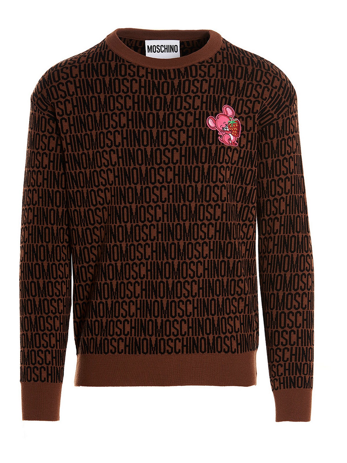 Moschino Brown & Black Graphic Patch Sweater In Marrón