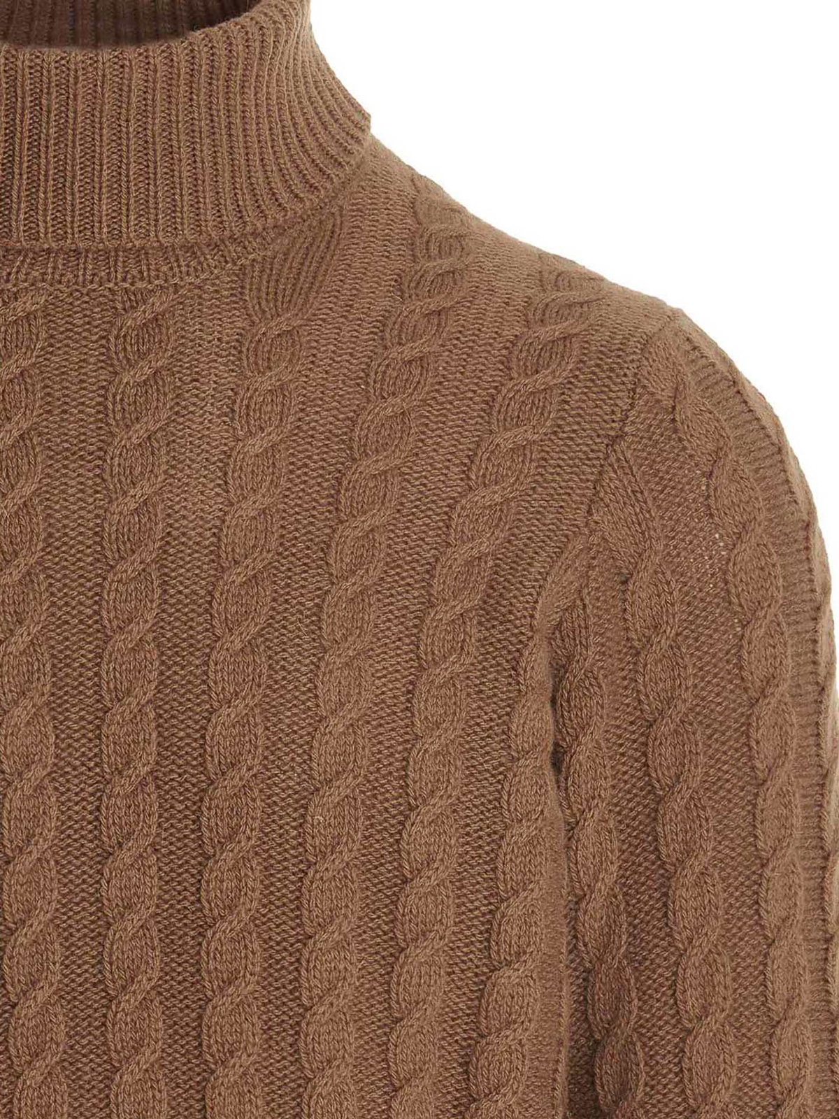 Shop Zanone Cable Sweater In Marrón