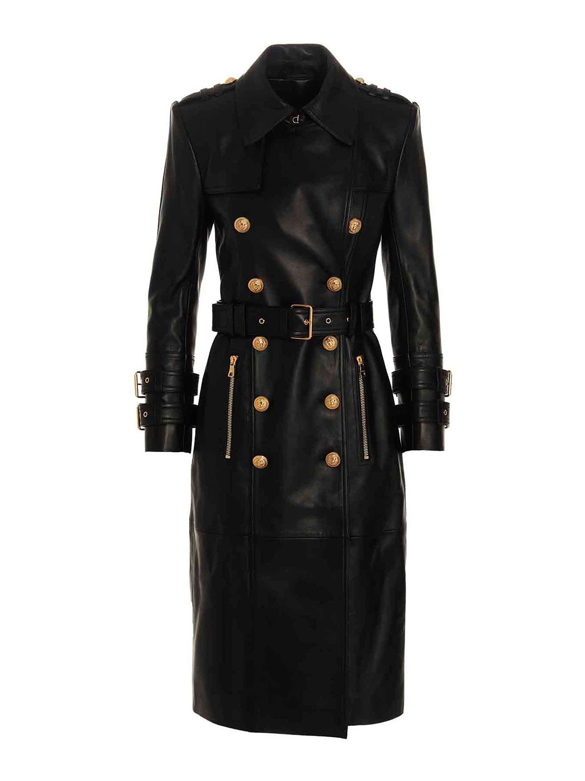 Balmain レザーコート - 黒 - ブラック | YF1TL040LB640PA