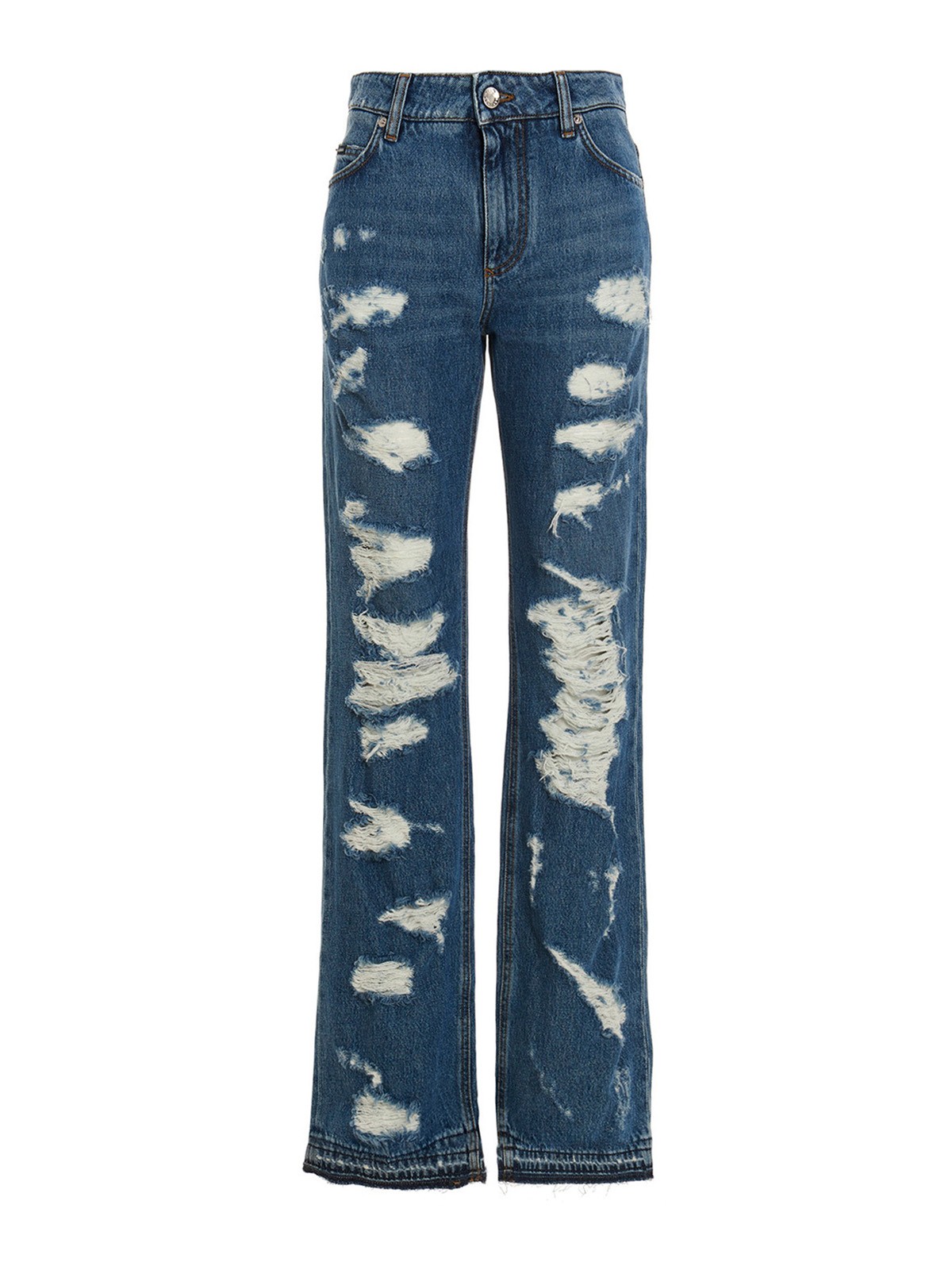 デニム・ジーパン DOLCE & GABBANA Woman Jeans Blue FTC79DG8MM2 S9001 Denim jeans with rips in Blue for Women | Dolce&Gabbana® US