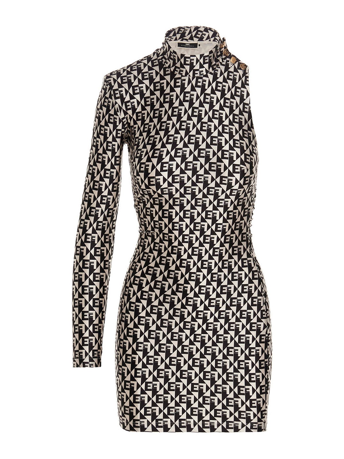 Elisabetta Franchi All over logo one-shoulder dress