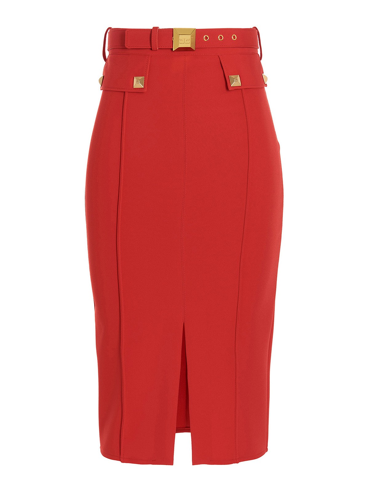 Elisabetta Franchi Studded pencil skirt - Red|GO47126E2AS3