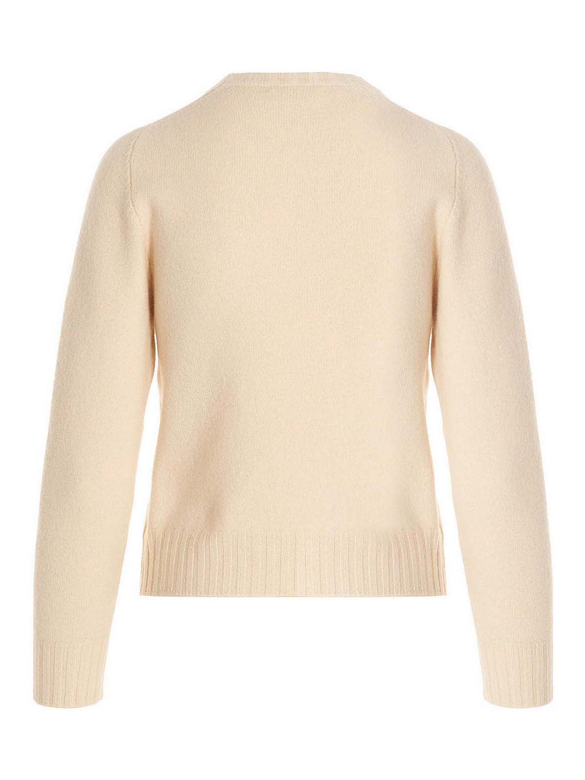 【送料&関税込】Jil Sander Ivory Wool Sweater Jil Sander Long Sleeve Cashmere Crew Neck Sweater in Natural