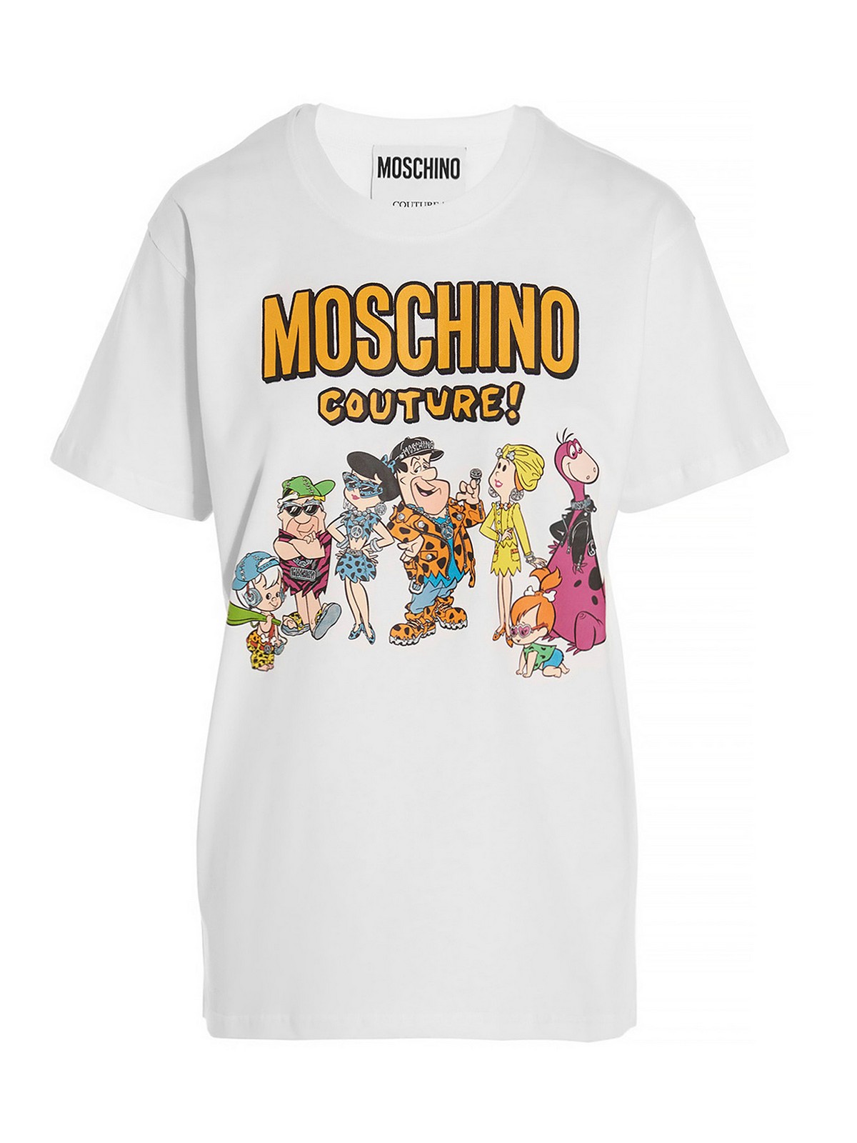 Moschino Flinstones Printed T-shirt In Blanco