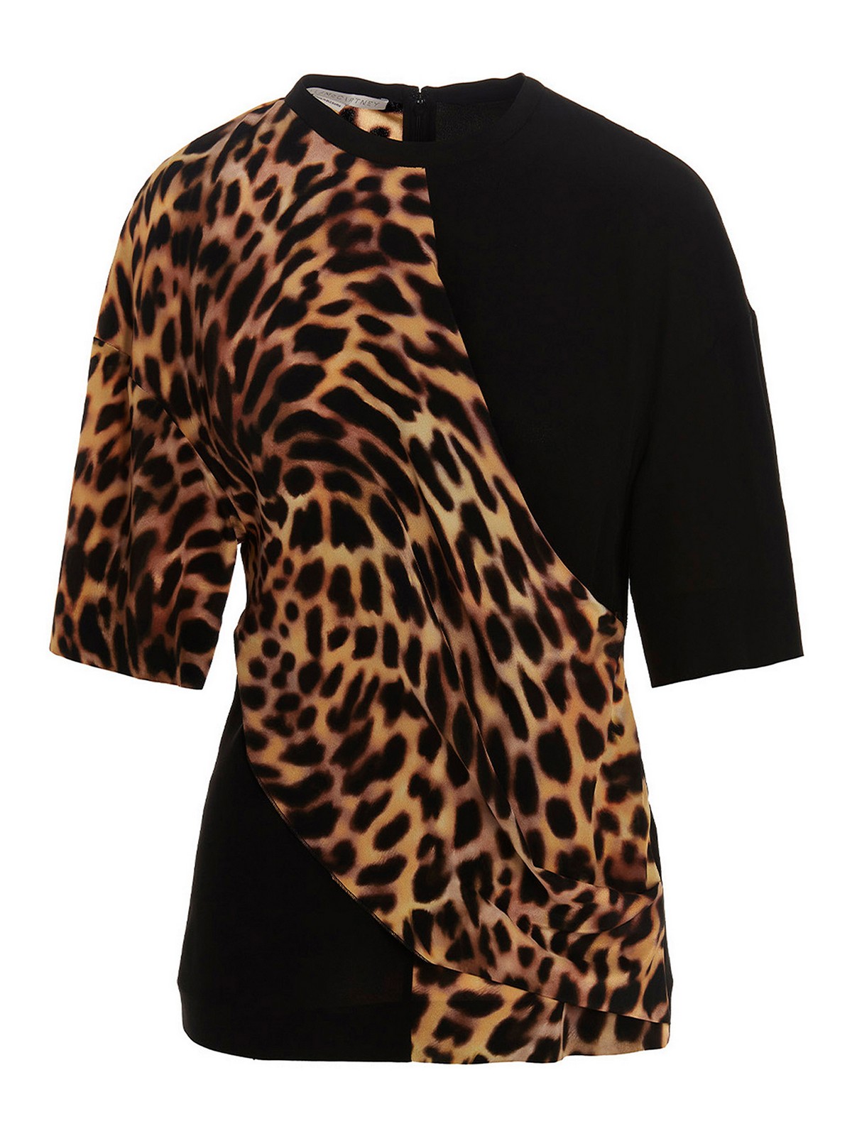 Stella Mccartney Draped Leopard-print Silk Top In Estampado Animalier
