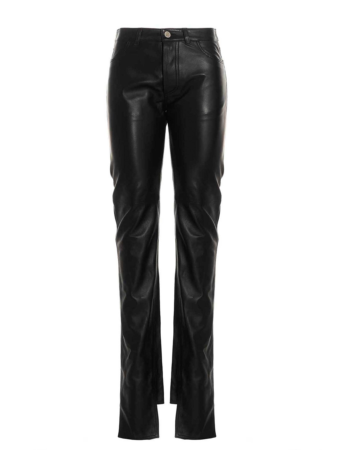 Attico Leather Trousers In Negro