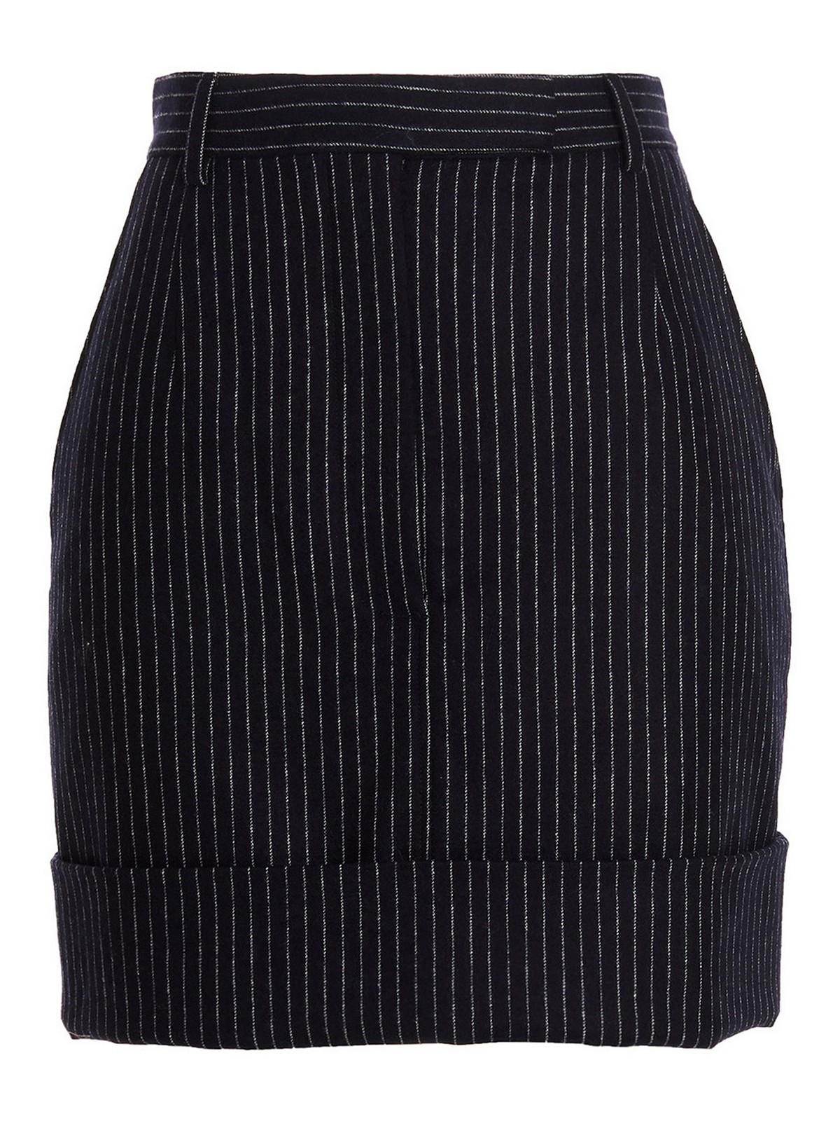 【関税&送料込】Thom Browne Navy Blue Pinstriped Pencil Skir Thom Browne Pinstriped turned-up skirt - Blue | FGC907AF0036415