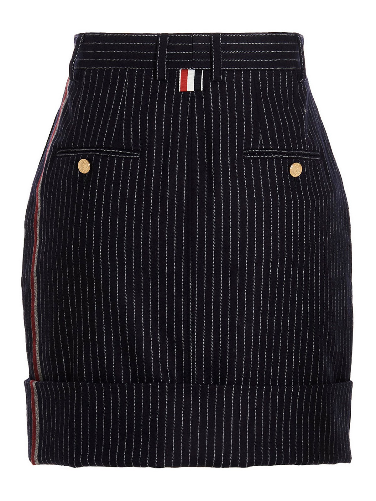 Thom Browne Pinstriped turned-up skirt - Blue | FGC907AF0036415