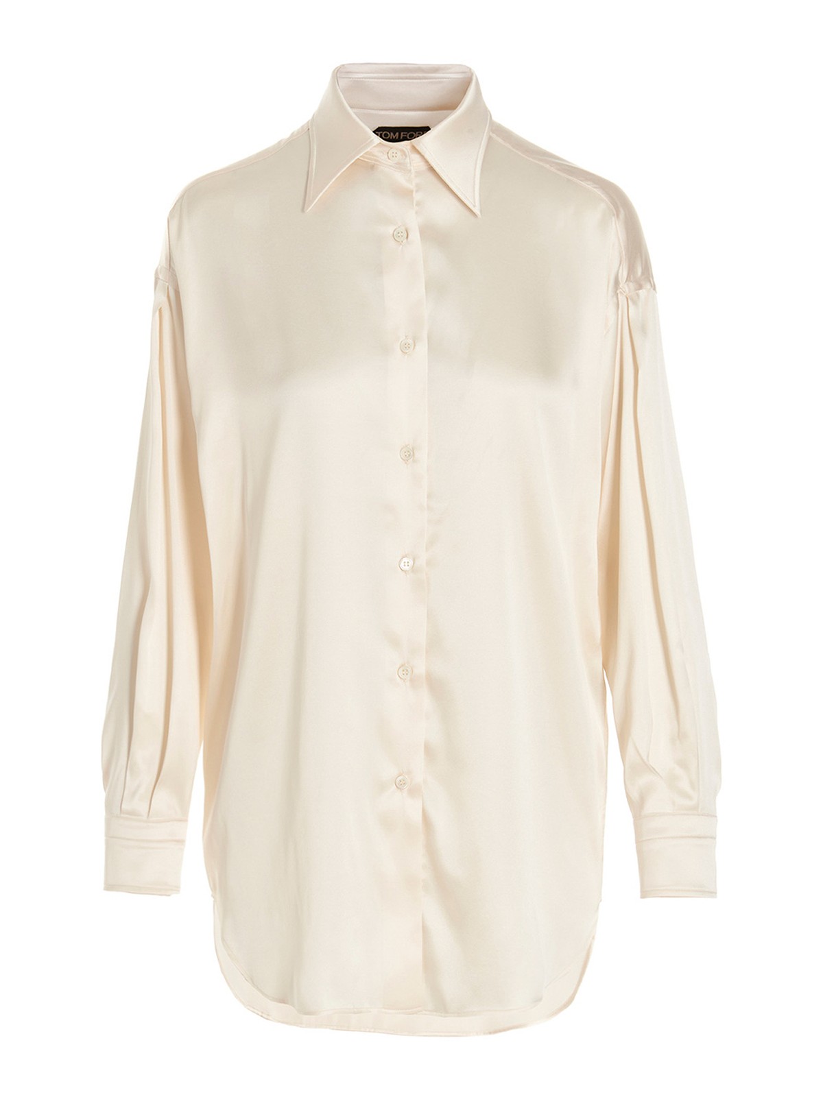 Shop Tom Ford Silk Satin Shirt In Blanco