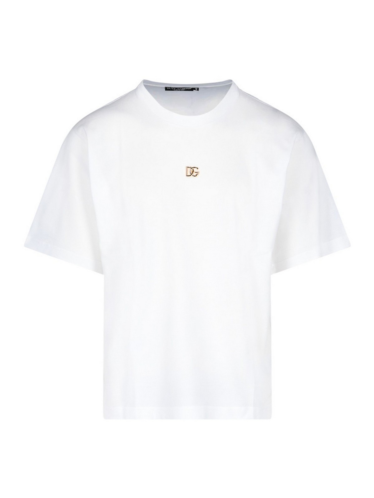 【Dolce & Gabbana】メタルDGロゴ入りコットンTシャツ Cotton T-shirt with metal logo in Black for Men