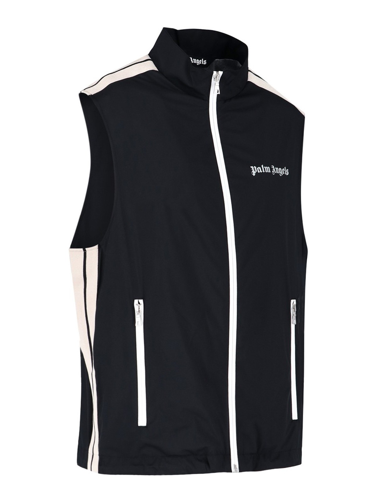 Shop Palm Angels Vest With Contrasting Bands In Negro