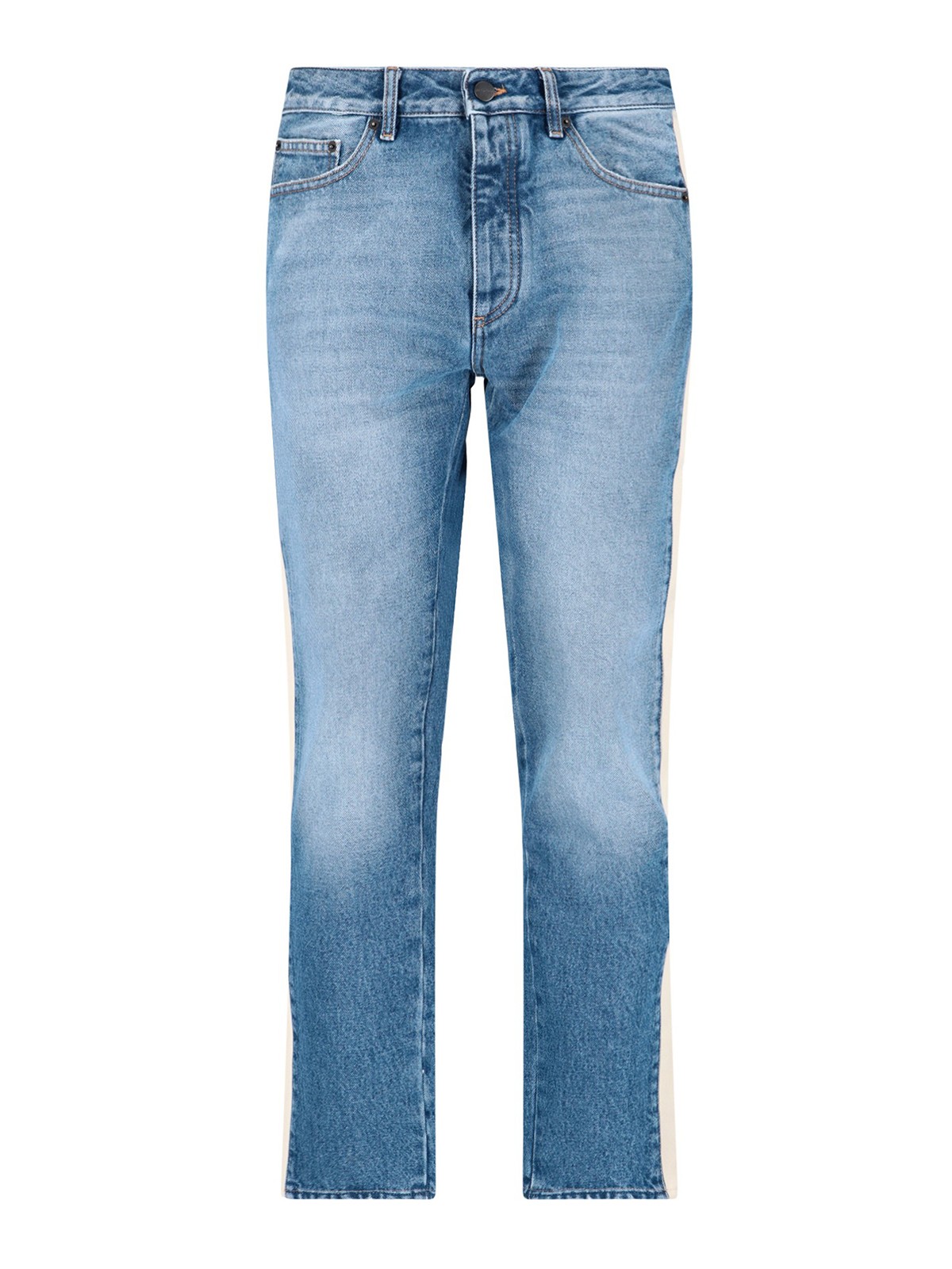 Shop Palm Angels Side Bands Jeans In Azul Claro