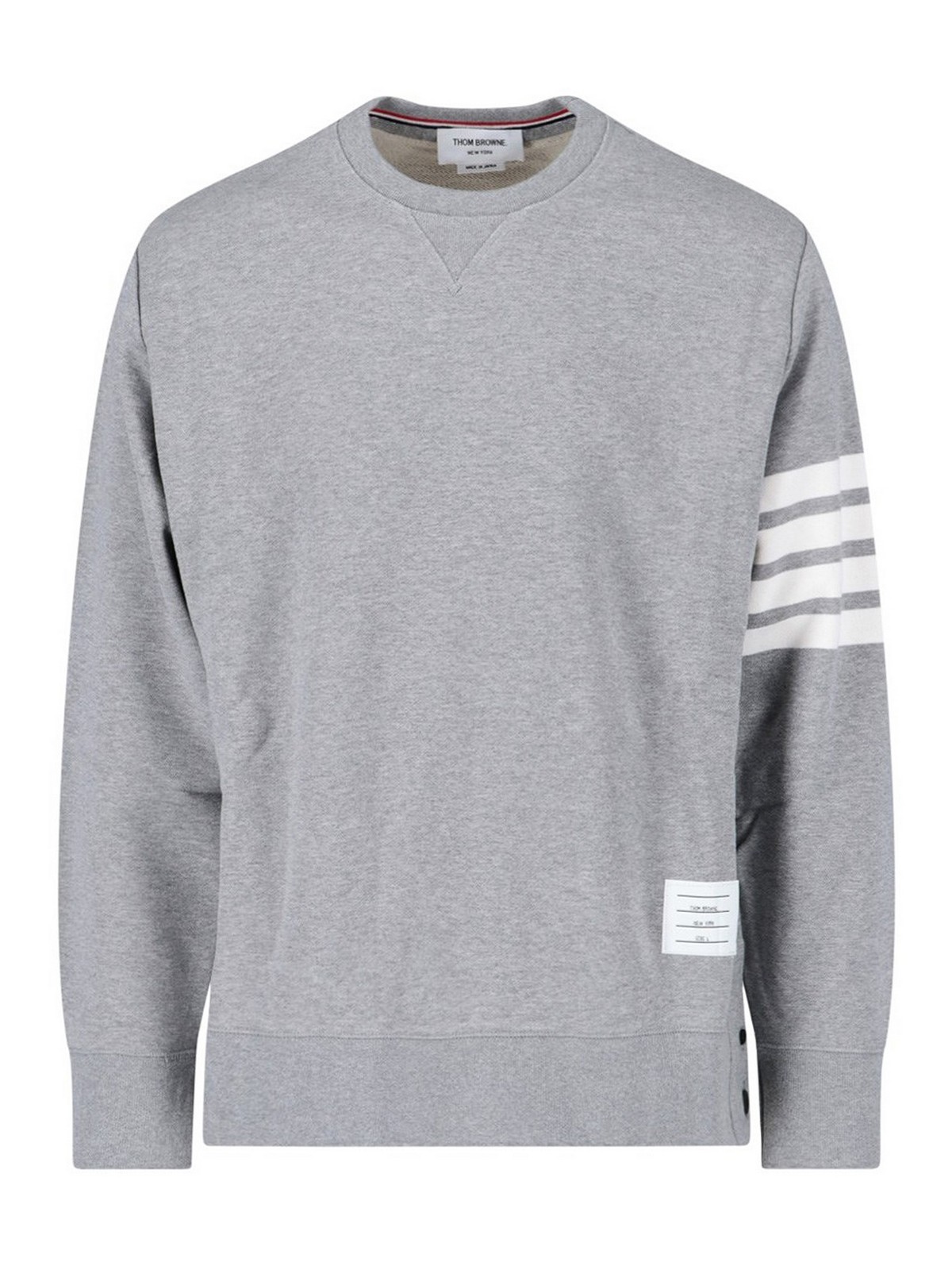 Thom Browne Loopback Jersey Knit 4-bar Crewneck Sweatshirt In Grey