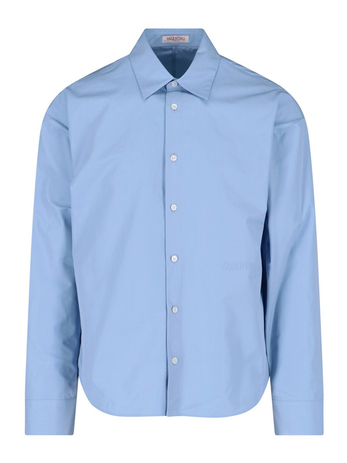 Valentino Basic Poplin Shirt In Light Blue