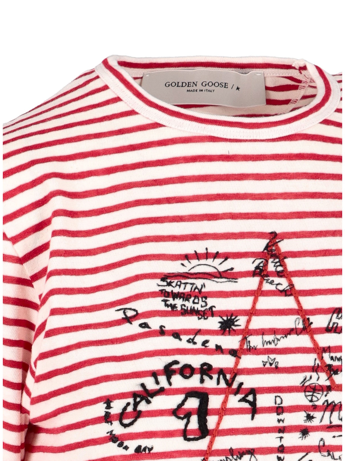 Shop Golden Goose Striped T-shirt In Rojo