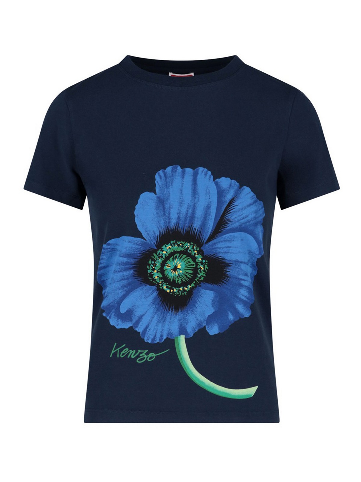 Kenzo Poppy print T-shirt - Blue - Women | FC62TS0134SO77