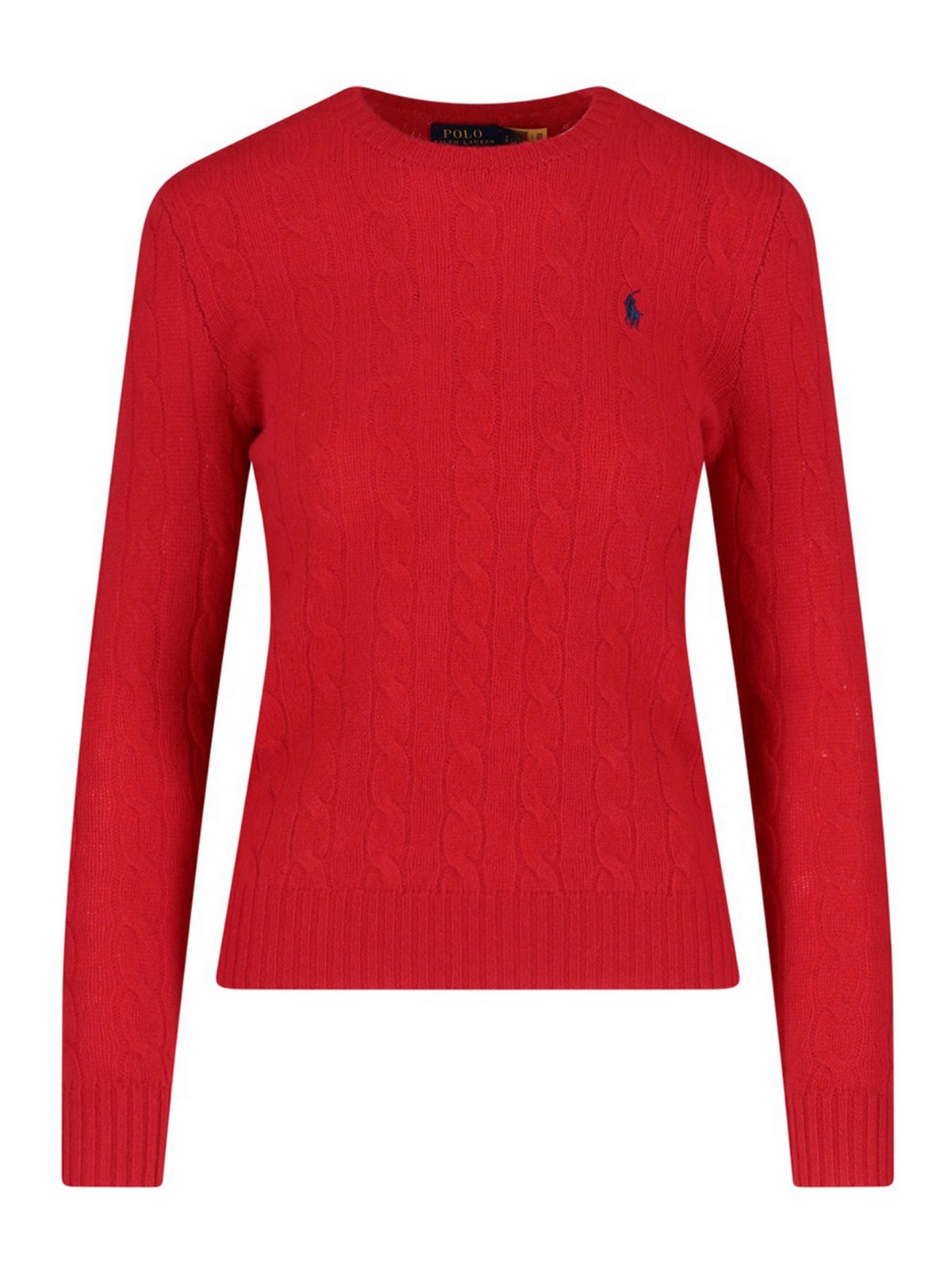 Polo Ralph Lauren Logo Braided Sweater In Rojo