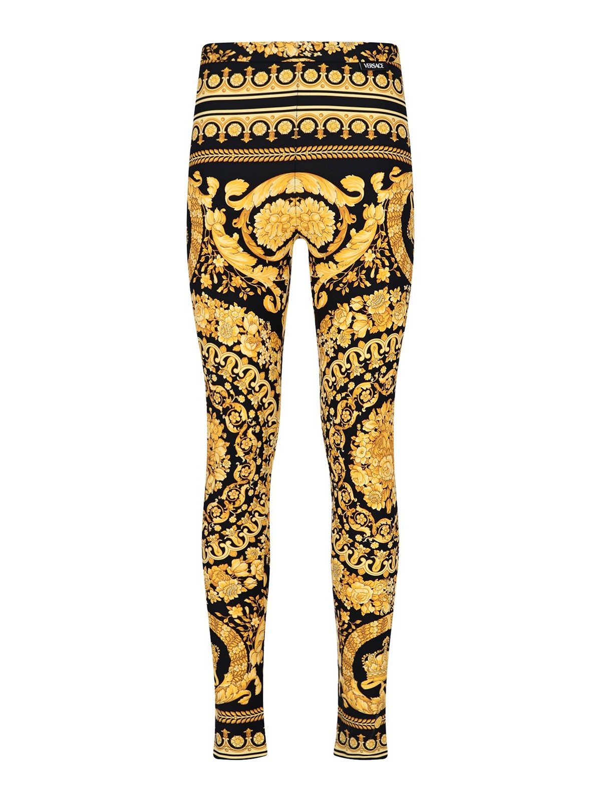 Shop Versace Barocco Print Leggings In Gold