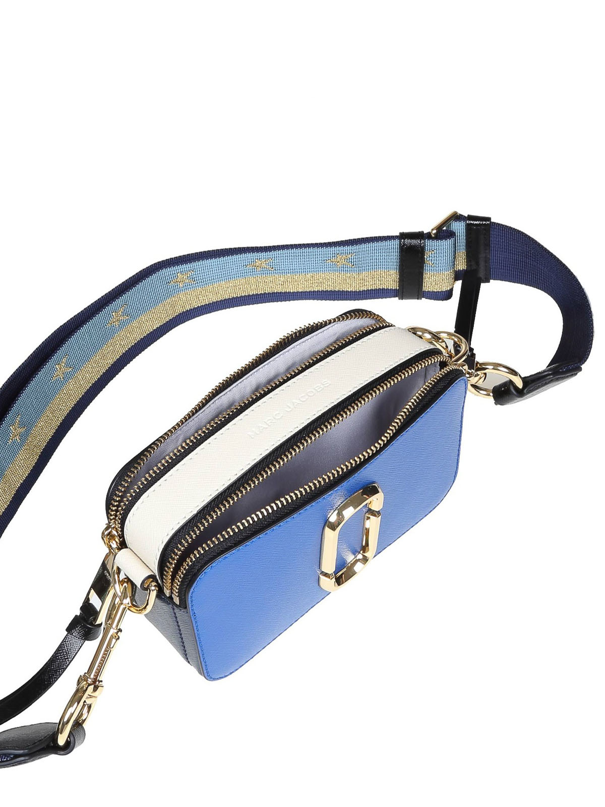 MARC JACOBS: The Snapshot bag in tricolor saffiano leather - Navy