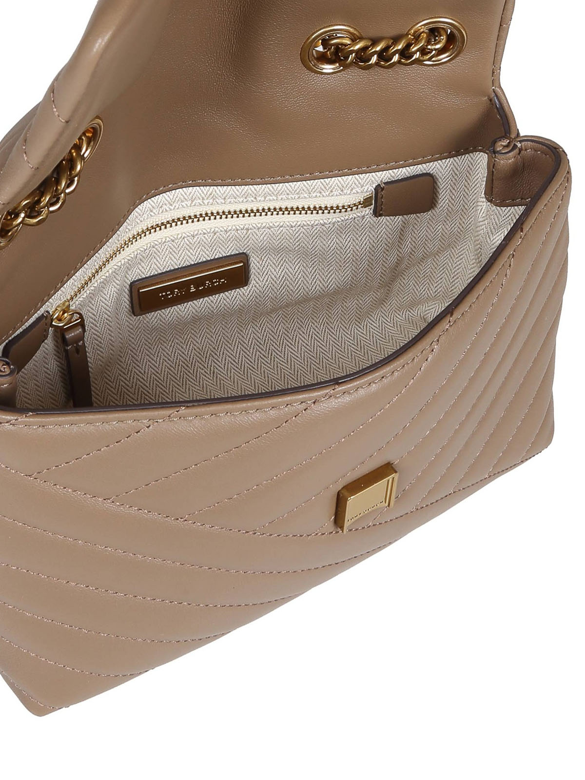 Tory Burch Women's Kira Chevron Mini Top Handle Chain Wallet - Natural - Shoulder Bags