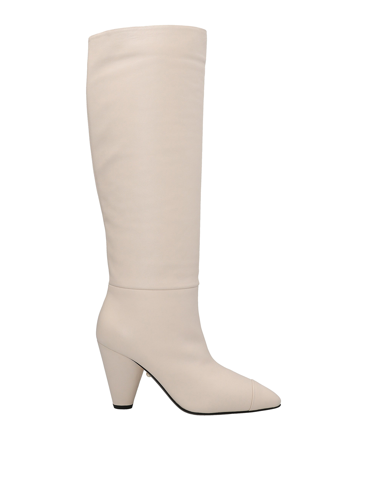 Alevì Milano Aleví Milano Woman Knee Boots Cream Size 10 Soft Leather In Blanco
