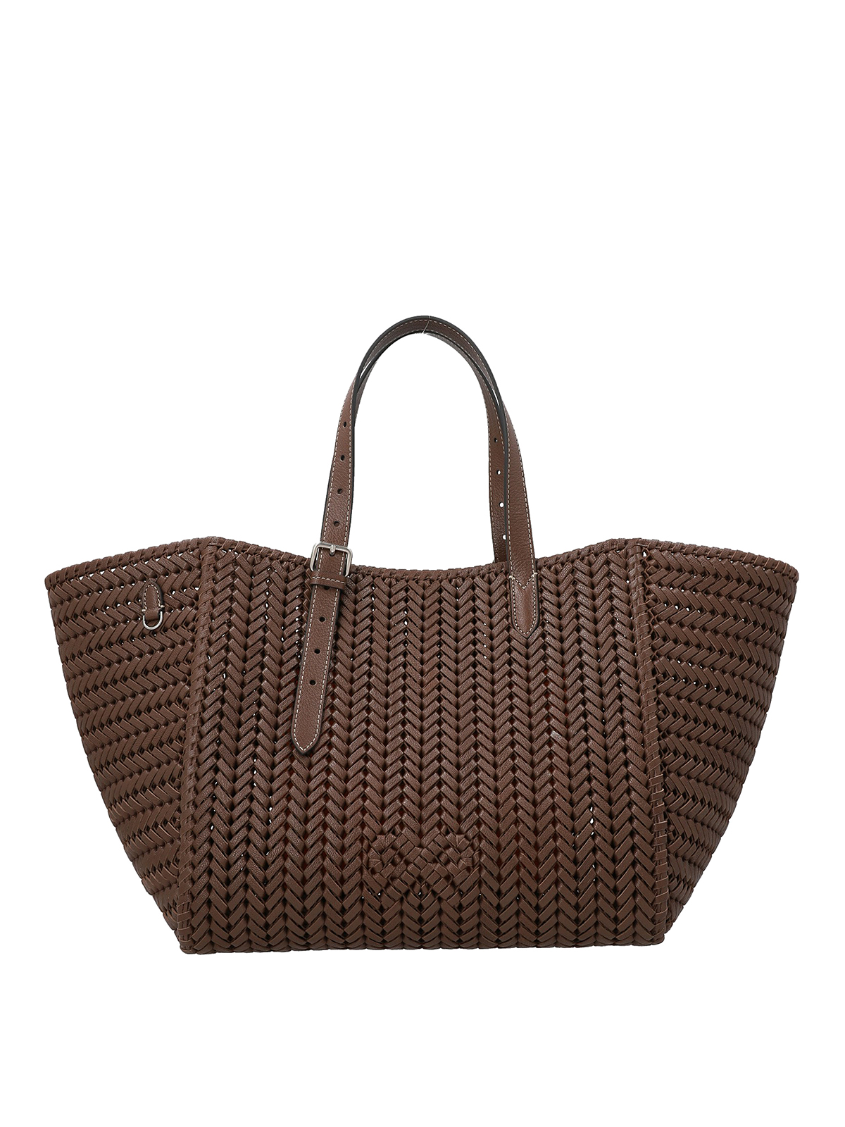 Anya Hindmarch Neesonブラウンレザートートバッグ Anya Hindmarch The Neeson Square Shopping Bag - Brown|167956VOLE