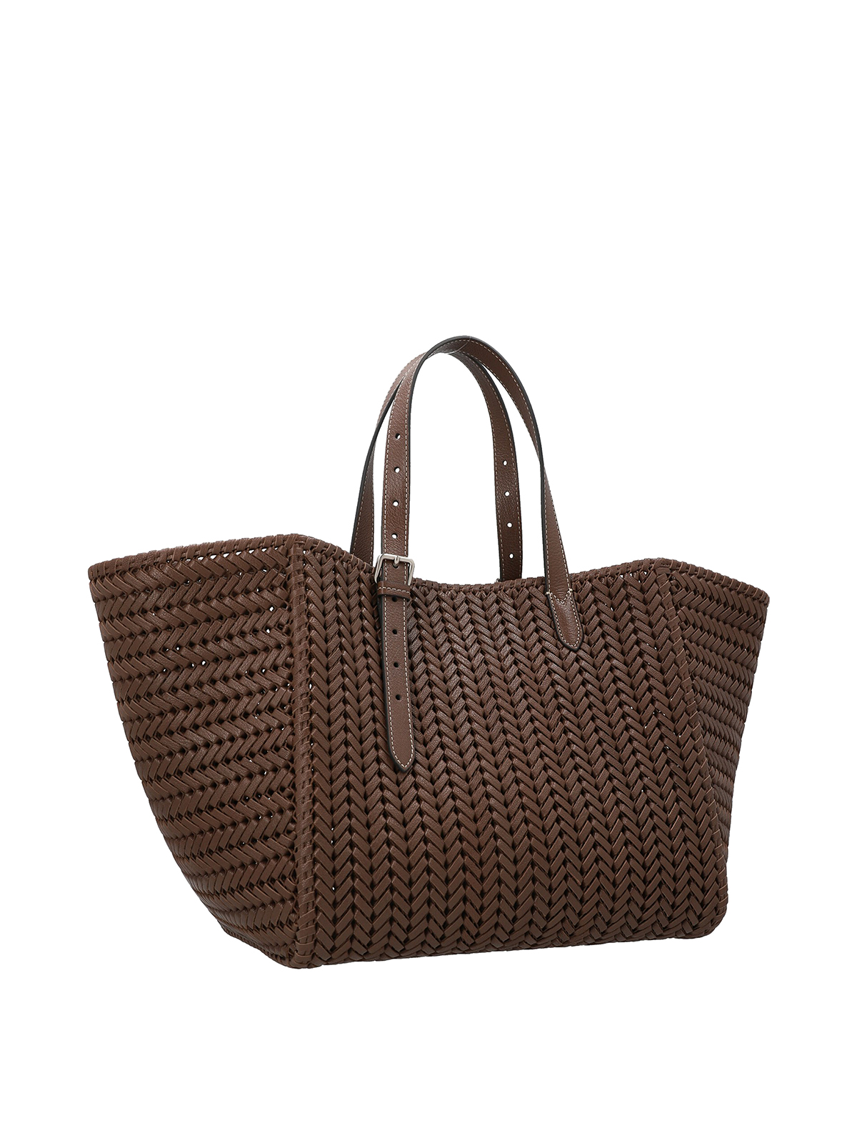 Anya Hindmarch Neesonブラウンレザートートバッグ Anya Hindmarch The Neeson Square Shopping Bag - Brown|167956VOLE