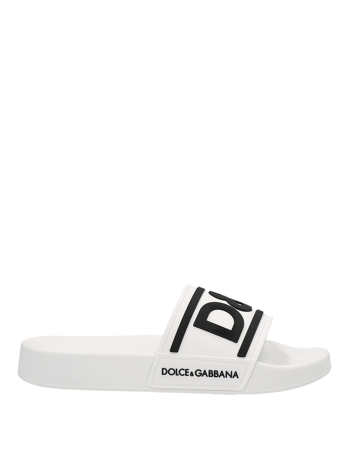 Shop Dolce & Gabbana Logo Slides In Blanco