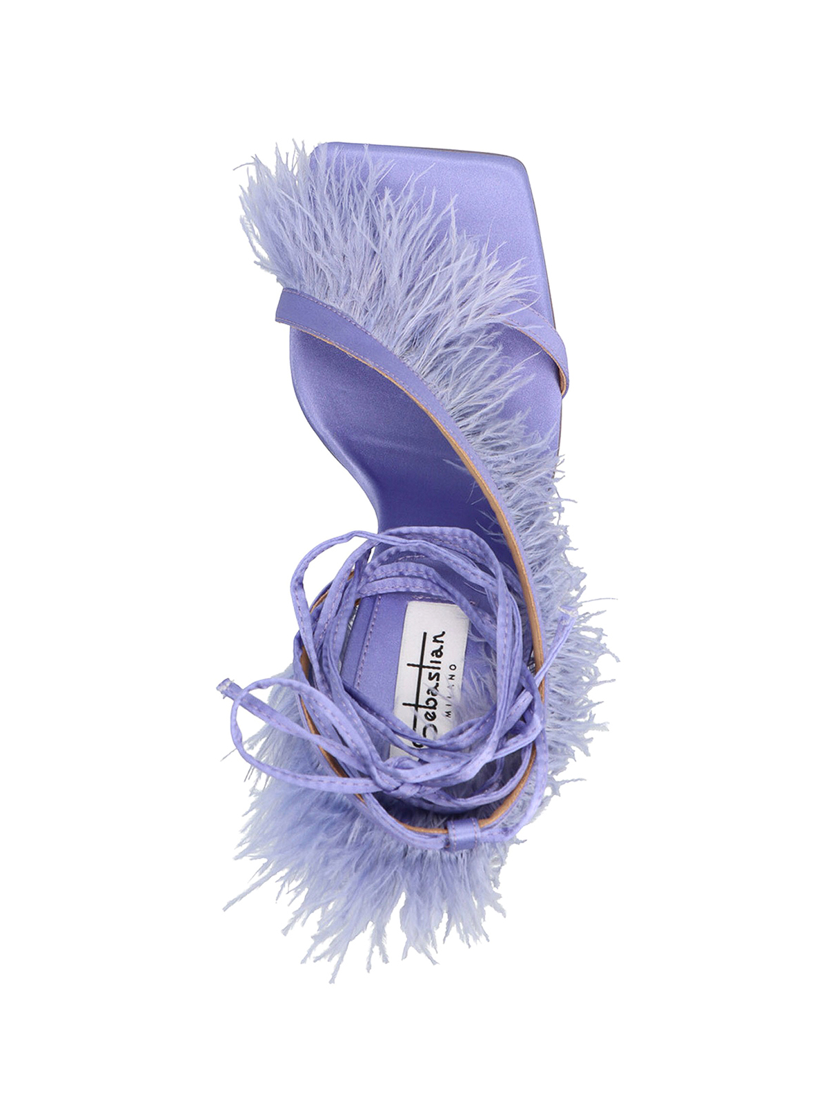 Shop Sebastian Milano Feather Detailed Wrap Sandals In Purple