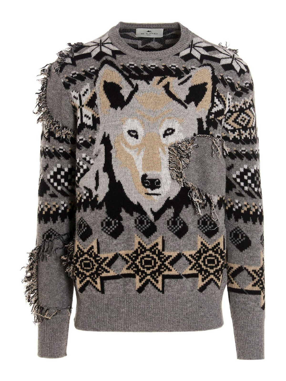 Etro Wolf embroidery sweater - Grey - Men | 1M91093880003