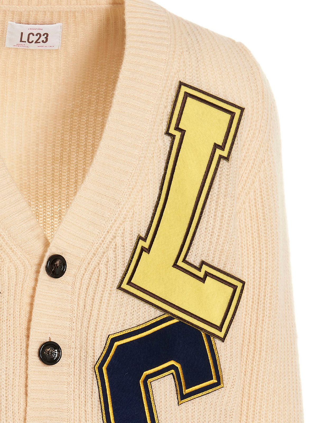 Shop Lc23 College Cardigan In Beis