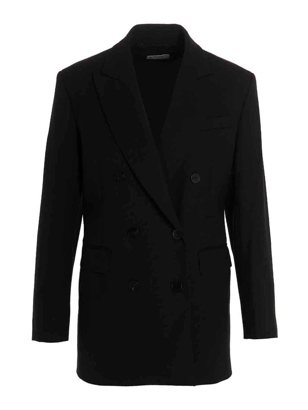 Alberto Biani Wool Double Breast Blazer Jacket In Black